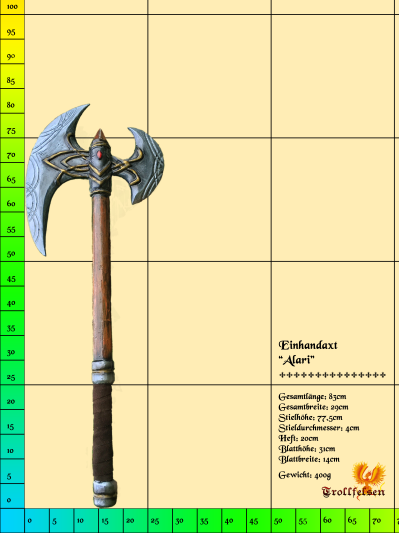Alari LARP Axt Einhand Trollfelsen Maße Alari LARP Axt Einhand Trollfelsen Maße